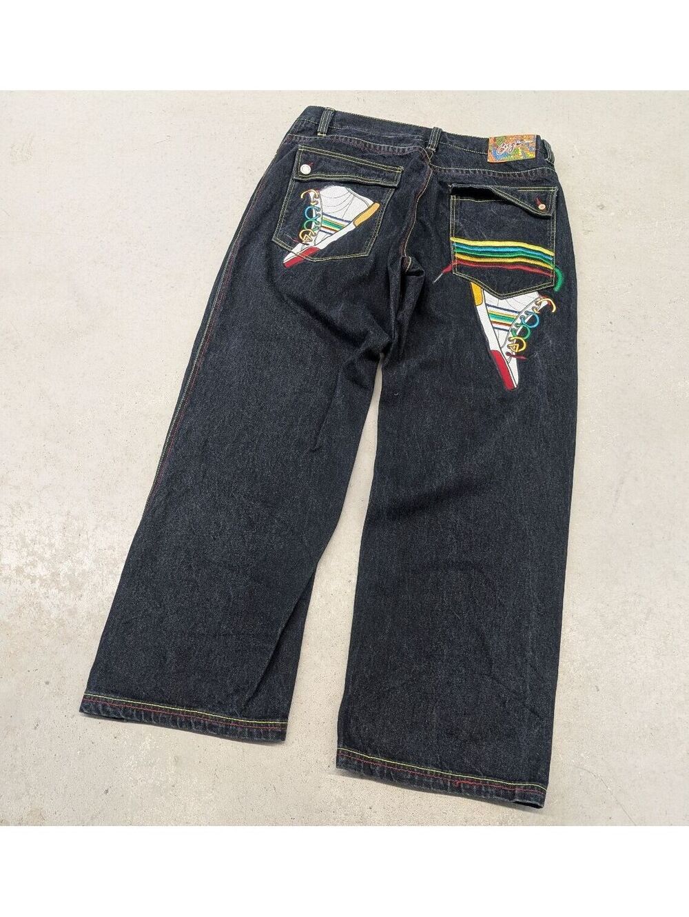 Vintage Y2K Coogi Embroidered Shoes Baggy Black Denim Jeans